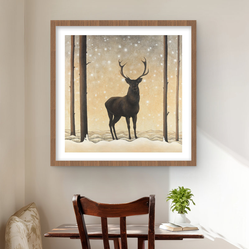 Roe Deer in Winter - Brown, Brun, H 24 po x l 24 po