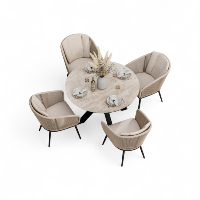 Bali 4 seater 120cm Dining Set with Rope chairs 