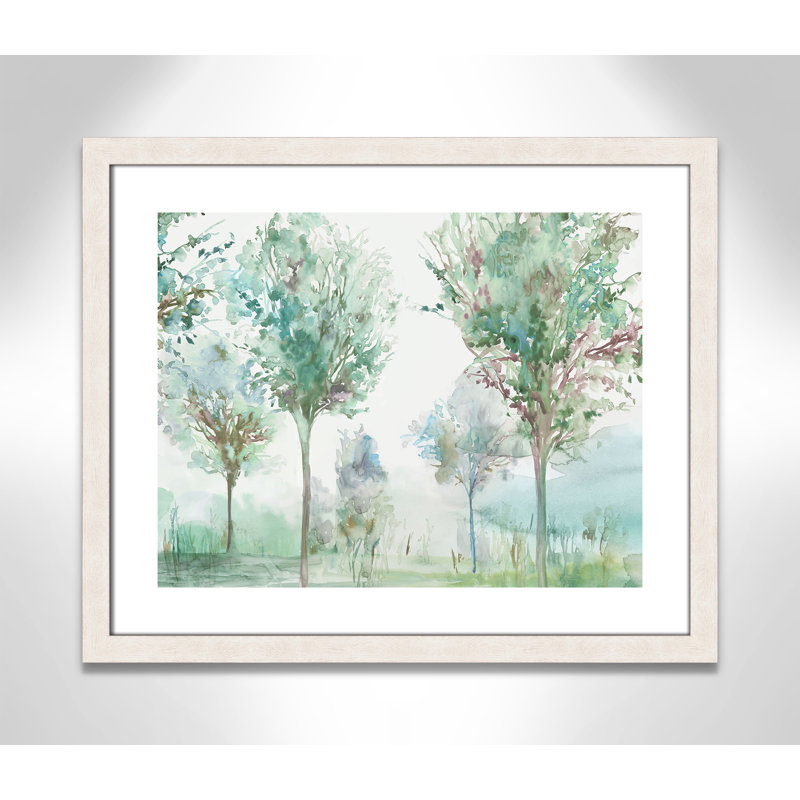 Paysage délicat - Art encadré autoportant, Cadre à grain de bois blanc, H 22 po x l 26 po x P 1,125 po