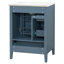 Meuble-lavabo simple autoportant moderne de 24 po avec lavabo en céramique, pieds en bois massif, rangement à fermeture en douceur, support intégré, finition peinte-129106005