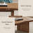 47" Mid Century Brown Wood Coffee Table with Free Form Table top, Double Wood Legs for Living Room