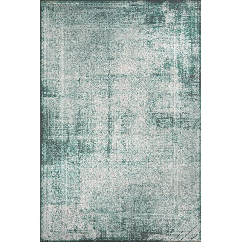 Tapis décoratif abstrait vert, Rectangle 3 pi 10 po x 5 pi 3 po