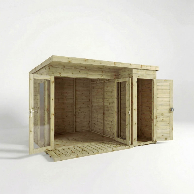 Mercia 10 x 8ft Premium Contemporary Summerhouse With Side Shed, No