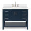 Meuble-lavabo simple 43 po Magnolia en bleu minuit avec plateau en quartz blanc pur 1,5 po et lavabo ovale-732298572-683315007