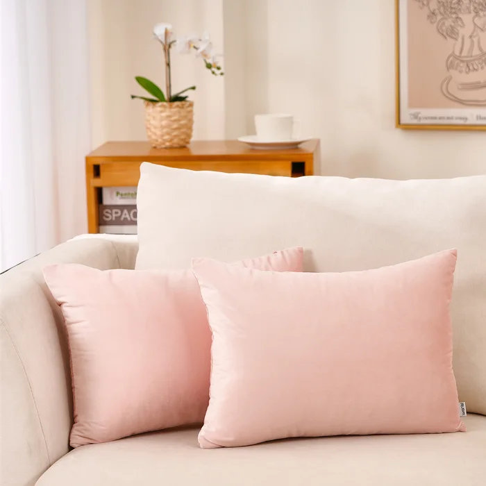 Ensemble de 2 housses de coussin en velours, Rose vif, Non