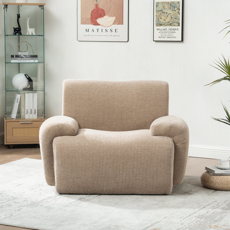 Fauteuil en chenille rembourré avec sièges profonds, Taupe