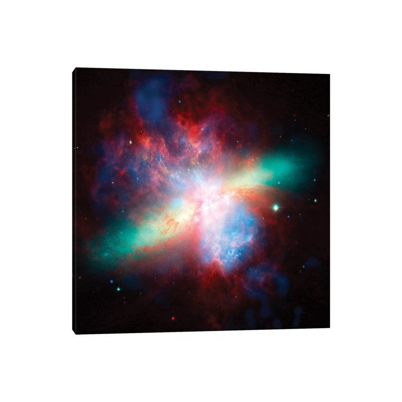 False Colour View Of The Messier 82 Galaxy by Stocktrek Images - Wrapped Canvas Print, 30.48 cm H x 30.48 cm W