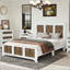 Queen Size Farmhouse Platform Bed with Wooden Strip Decoration and Plywood Slats Support-1735317749