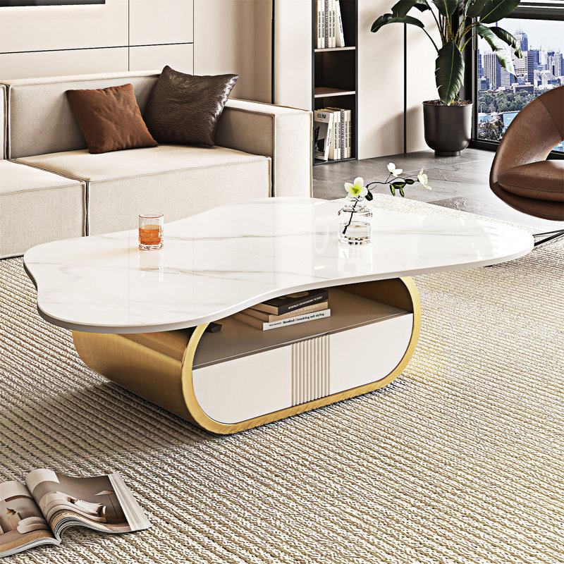 Table basse avec tablette de rangement et tiroir