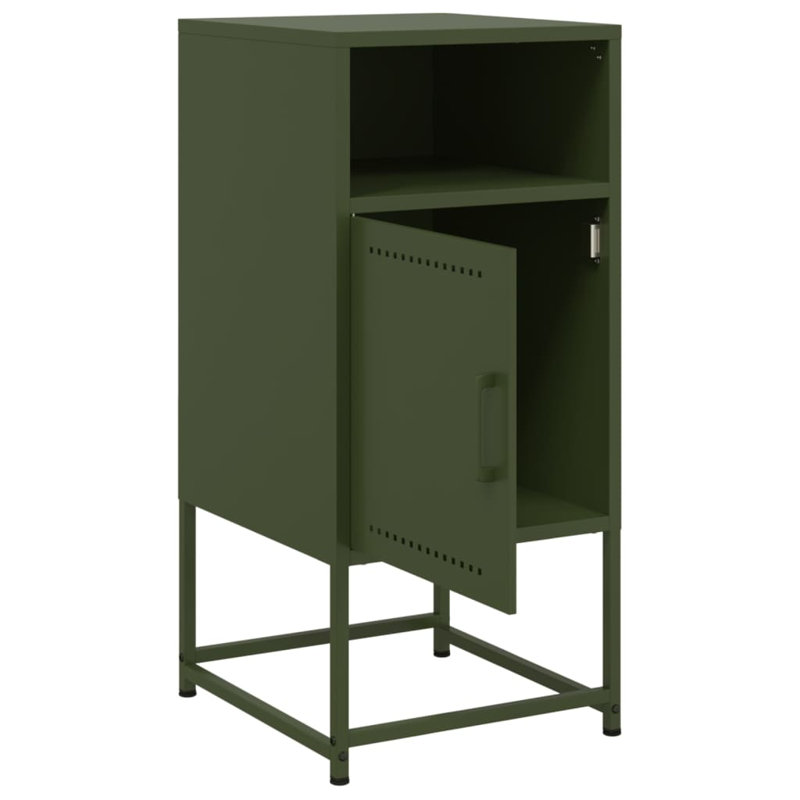 Rahkia 36cm W Steel Bedside Table, Olive Green