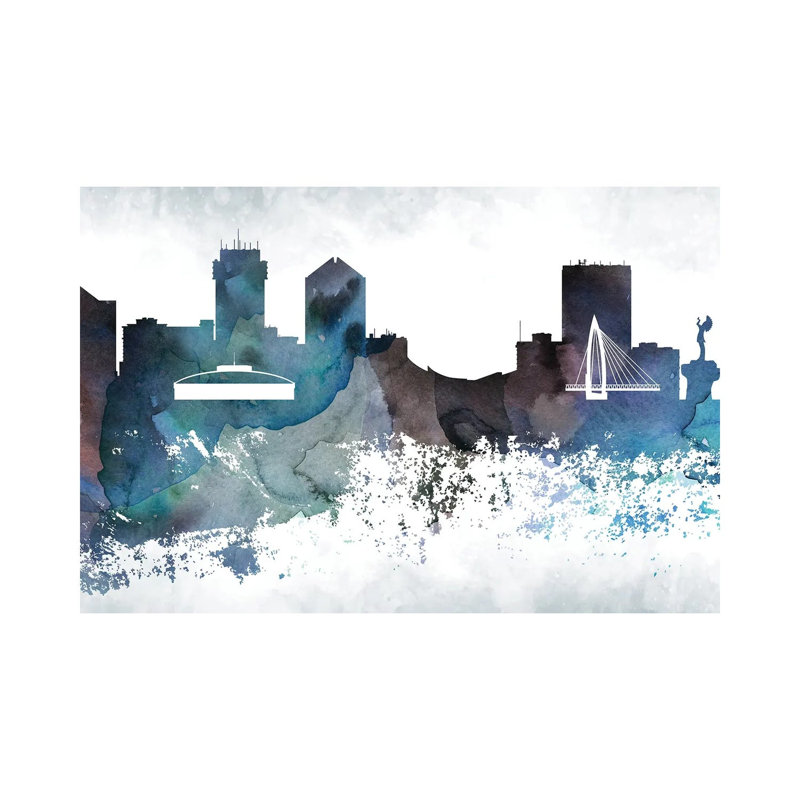 Wichita Bluish Skyline by WallDecorAddict - Wrapped Canvas Painting, 66.04 cm H x 45.72 cm W