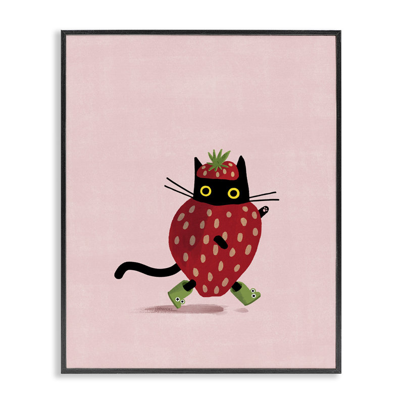 Fraise sur giclée encadrée par Leeza Hernandez, H 20 po x l 16 po, Giclée encadrée noir minuit