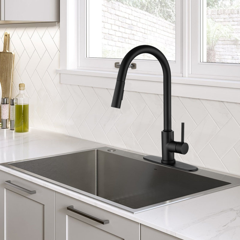 Robinet de cuisine escamotable Wesinus, Noir mat