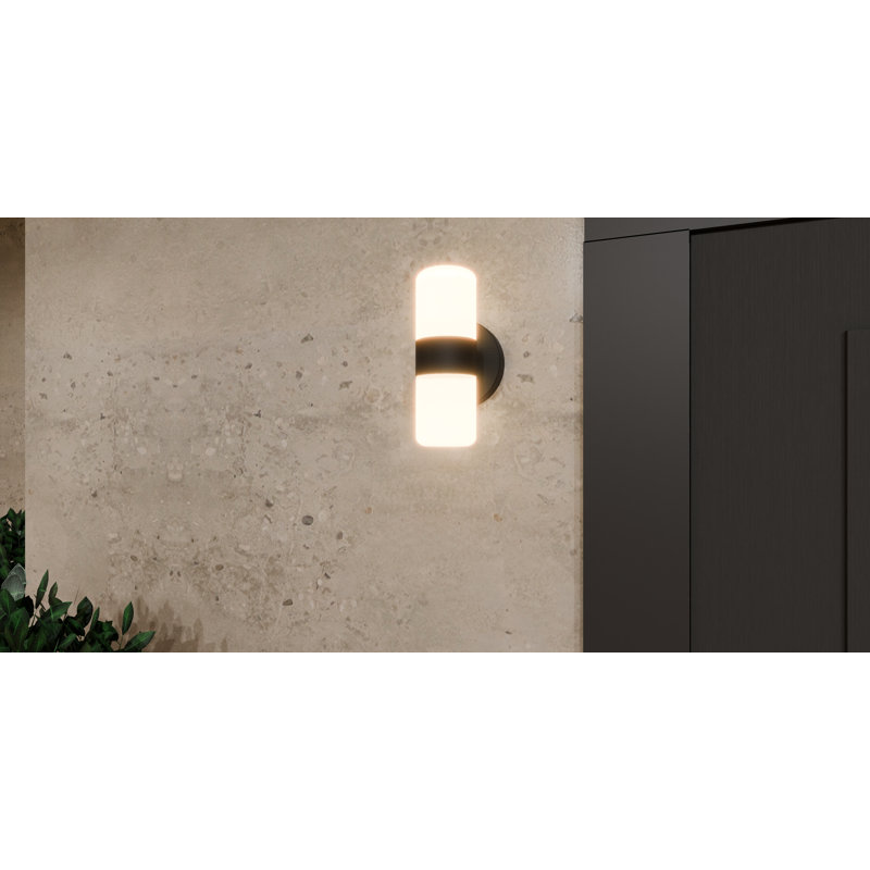 Maksat Integrated LED Matte Black Outdoor Wall Lantern, 9.25" H x 6" W x 4" D