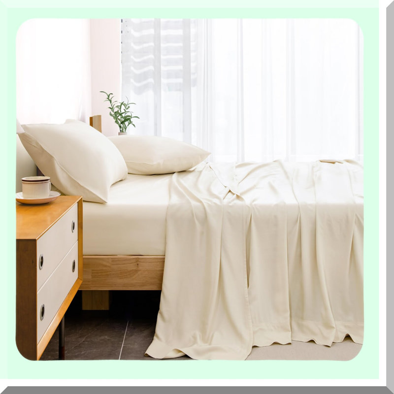 Cool Rayon From Bamboo Silky Soft Sheets Set - Hotel Luxury Breathable Bedding with Deep Pocket Up to - 100% Rayon From Bamboo Derived - Cooling Size Sheets with Pillowcases
