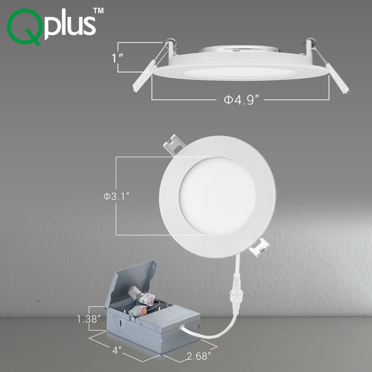 QPLUS 4Inch Slim LED Smart WIFI RGB Recessed Ceiling Light w/Junction Box  and Trim, 10W No Hub required - Wayfair Canada