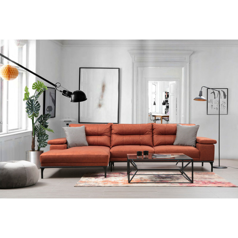Canapé modulaire à angle large 121,65 po, Orange, Face à la gauche