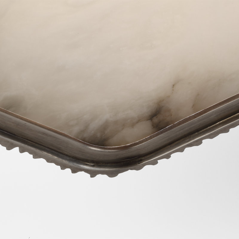 Anne-Marie Barton Fumar 21" Asymmetrical Flush Mount with Alabaster, Ridged Graphite