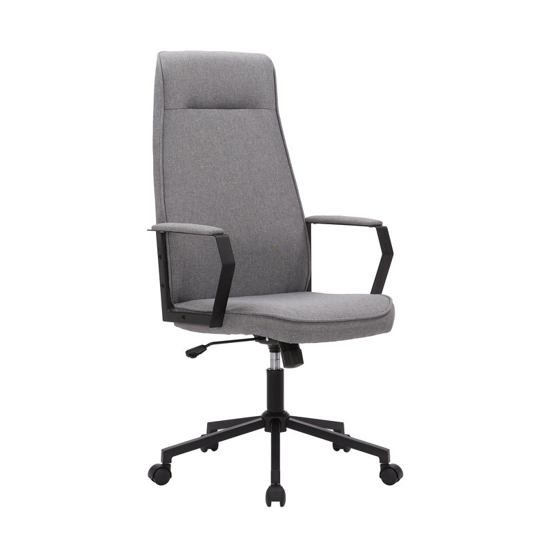 Linen Office Chair with Headrest, Grey