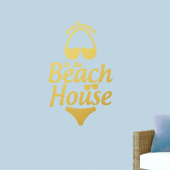 Décalcomanie murale "welcome to the beach house", Or