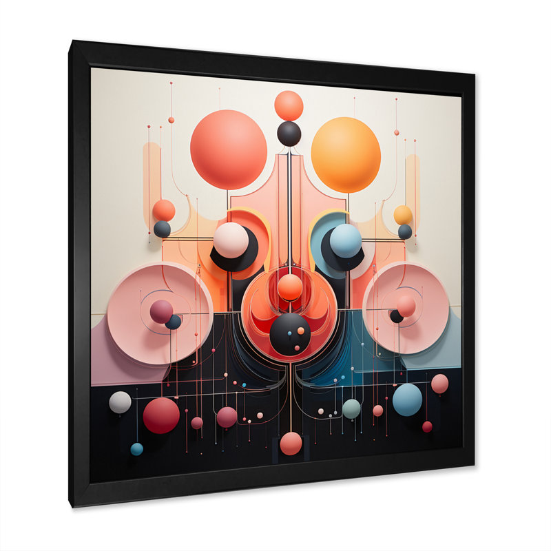 Future Mountains Abstract Minimalism Retro - Print, Black Single Picture Framed, 16" H x 16" W x 1" D