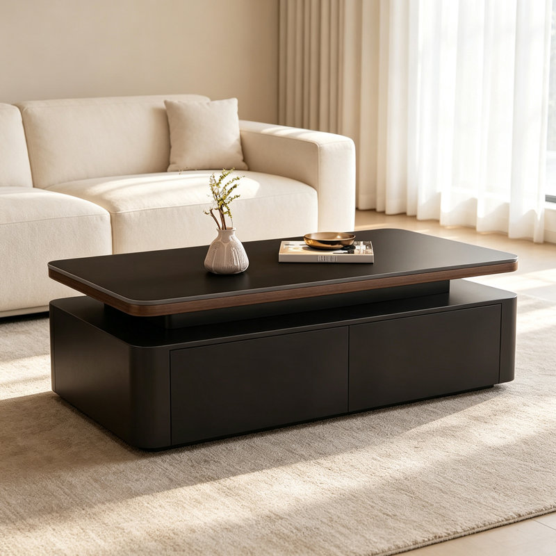 Table basse française vintage haut de gamme, H 17,71 po x l 39,37 po x P 19,68 po, Noir