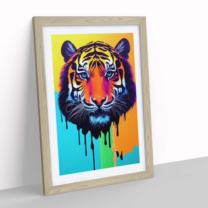 Painted Tiger No.5 Abstract - Wall Art, 66cm H x 48cm W, Oak Framed