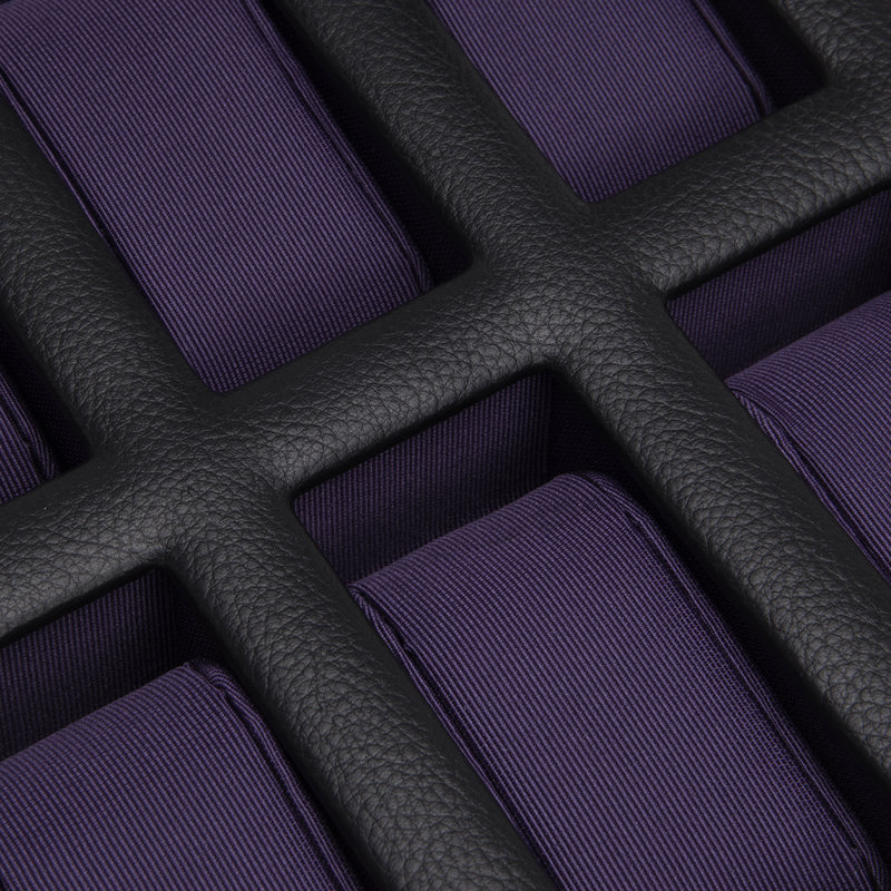 Wood Watch Box + Locking, Black/Purple