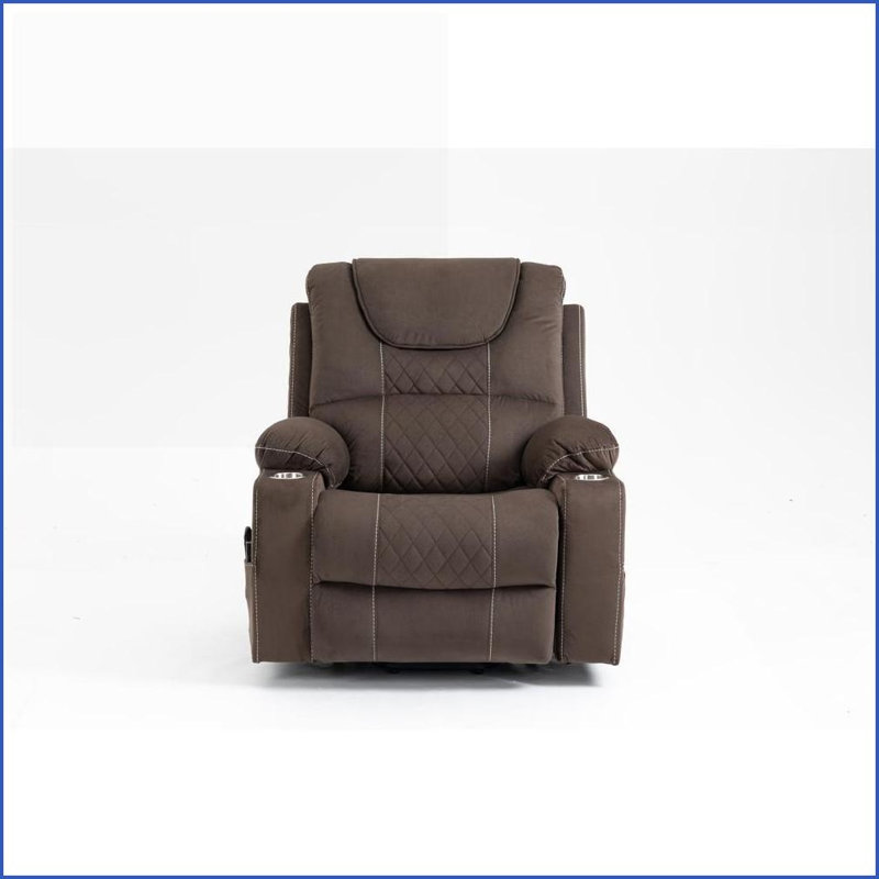 Recliners, Oversized Lift Chair with OKIN Motors &amp; Massage | Velvet Upholstery, Cup Holders, Brown