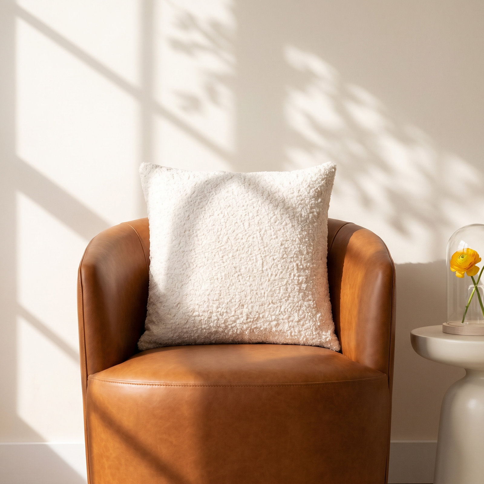 Solid Throw Pillow, Feather, Ivory, Square 20"