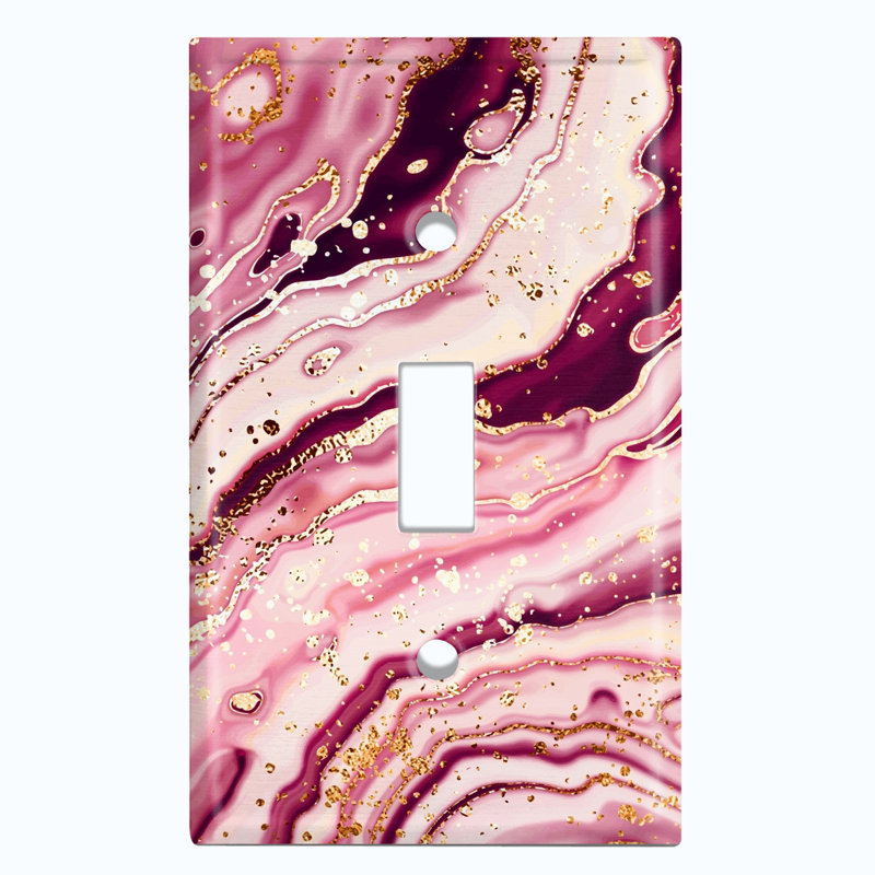 Pink Marble Swirl Image 1 - Gang Toggle Light Switch Standard Wall Plate