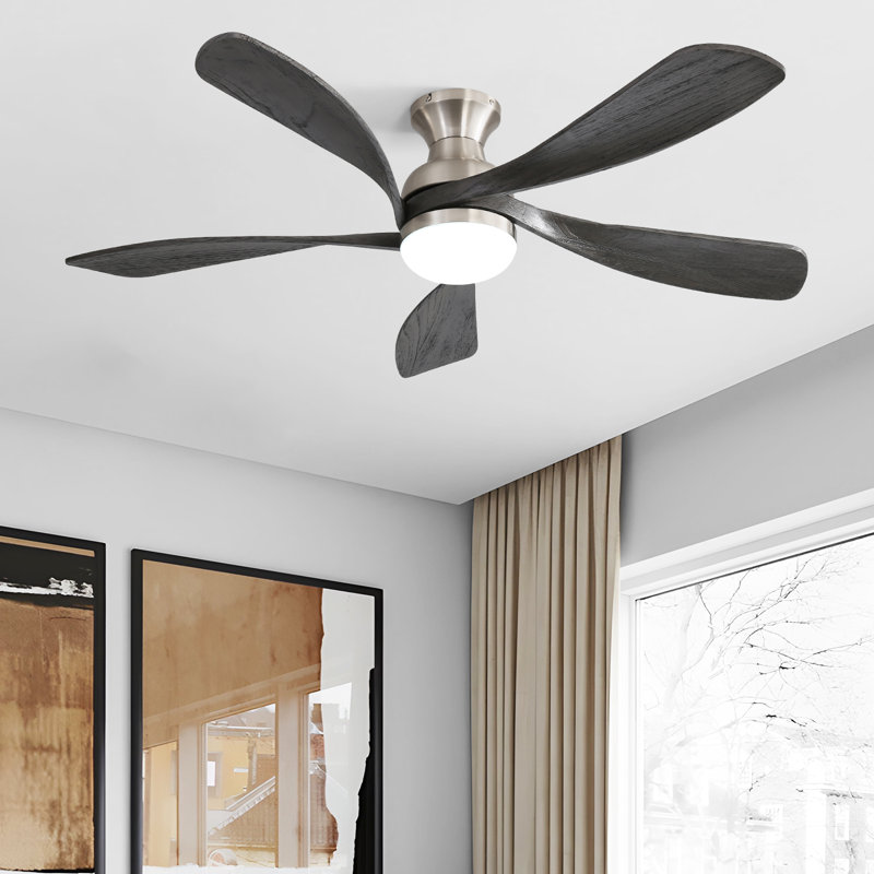 Ventilateur de plafond encastré classique à 5 pales de 52 po avec ensemble d'éclairage DEL et télécommande Whisper
