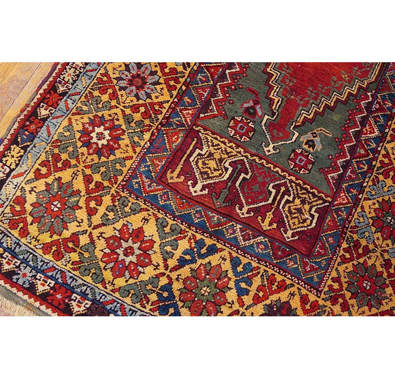 1860s Red Rust Islamic Turkish Anatolian Mujur Prayer Rug 3'7"x5'8" Wool Carpet