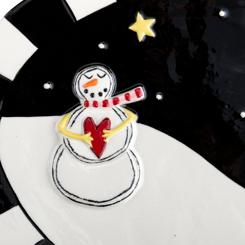 Evening Snowman Serving Platter - 15X10in