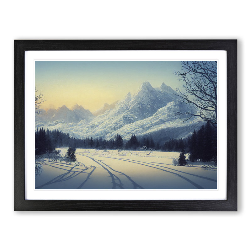 XH1022-10246X Winter Sunrise Mountains Vol.2 - Single Picture Frame Print, Black, 34cm H x 46cm W x 2cm D