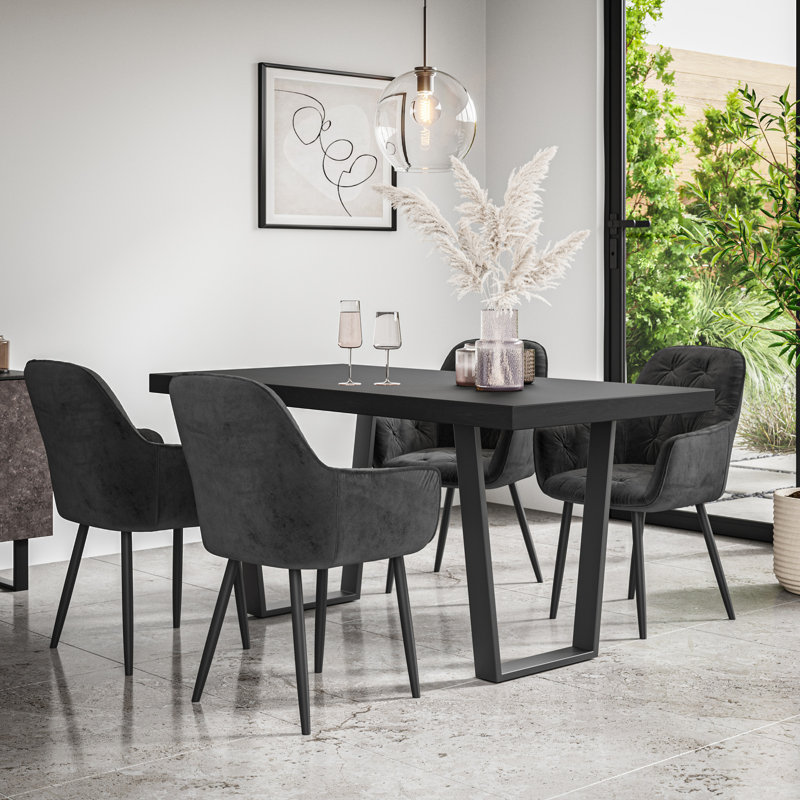 Ahlina 6 - Person Dining Set, Black/Black/Black