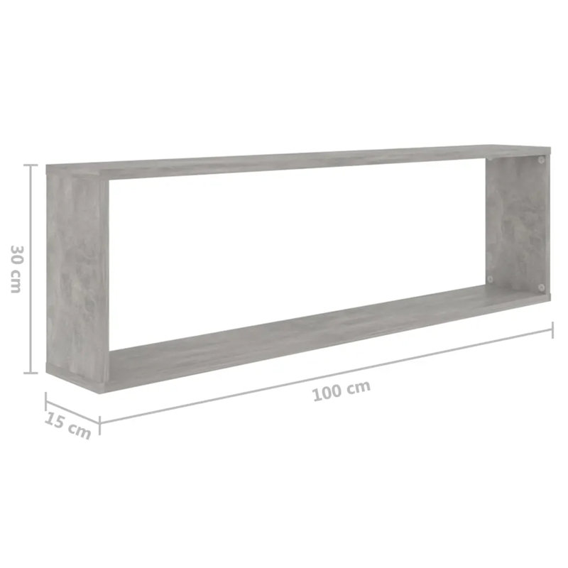 Fateema 4 Piece, 30cm H x 100cm W x 15cm D, Concrete Grey