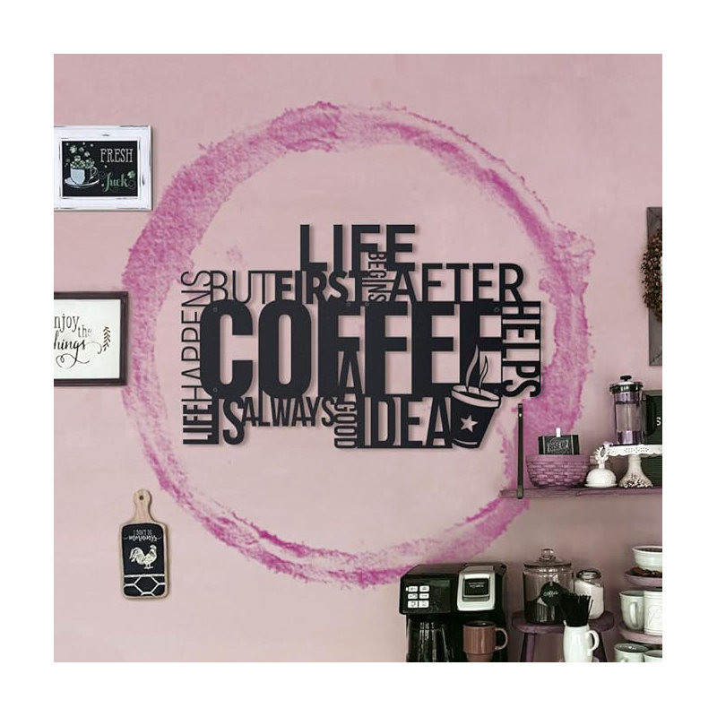 Coffee Metal Wall Art - Kitchen and Cafe Wall Sign - Coffee Bar Decor