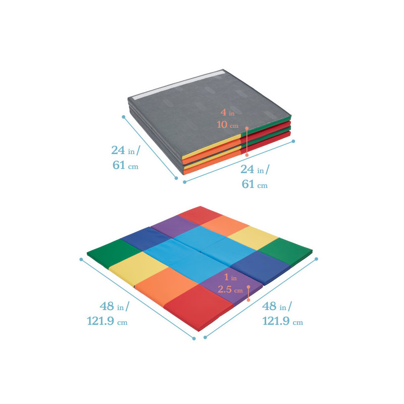 Tapis de jeu carrée pliable ECR4Kids SoftZone, Assorti