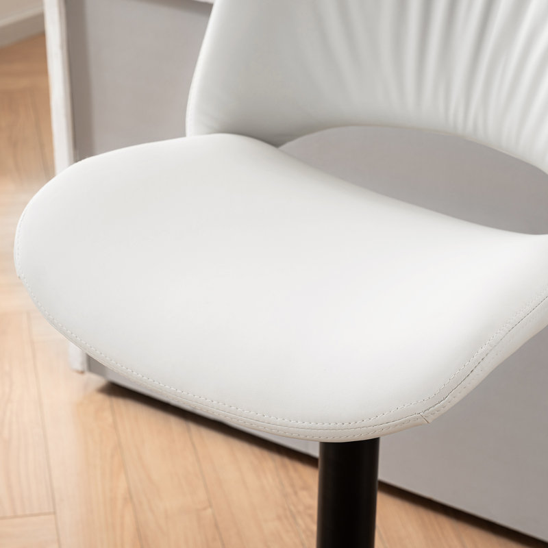 Swivel Faux Leather Upholstered Barstools Adjutable Height Counter Stool with Metal Frame, White