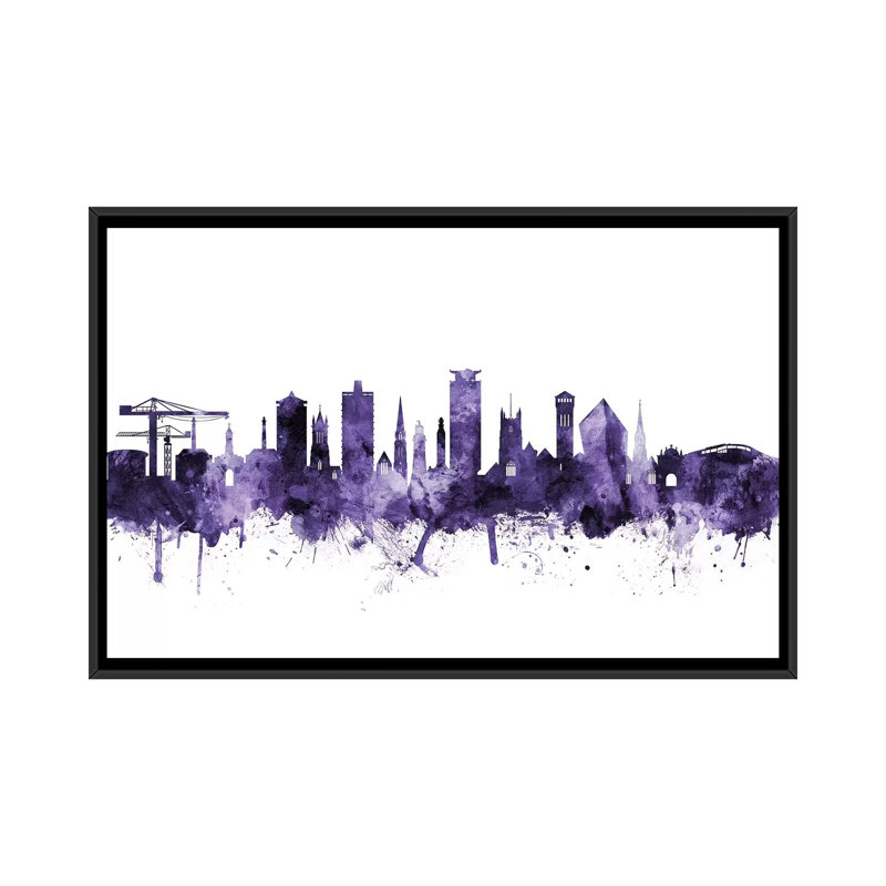 «Plymouth, England Skyline» par Michael Tompsett - impression sur toile tendue, H 18 po x l 26 po x P 1,5 po, Pas de tapis