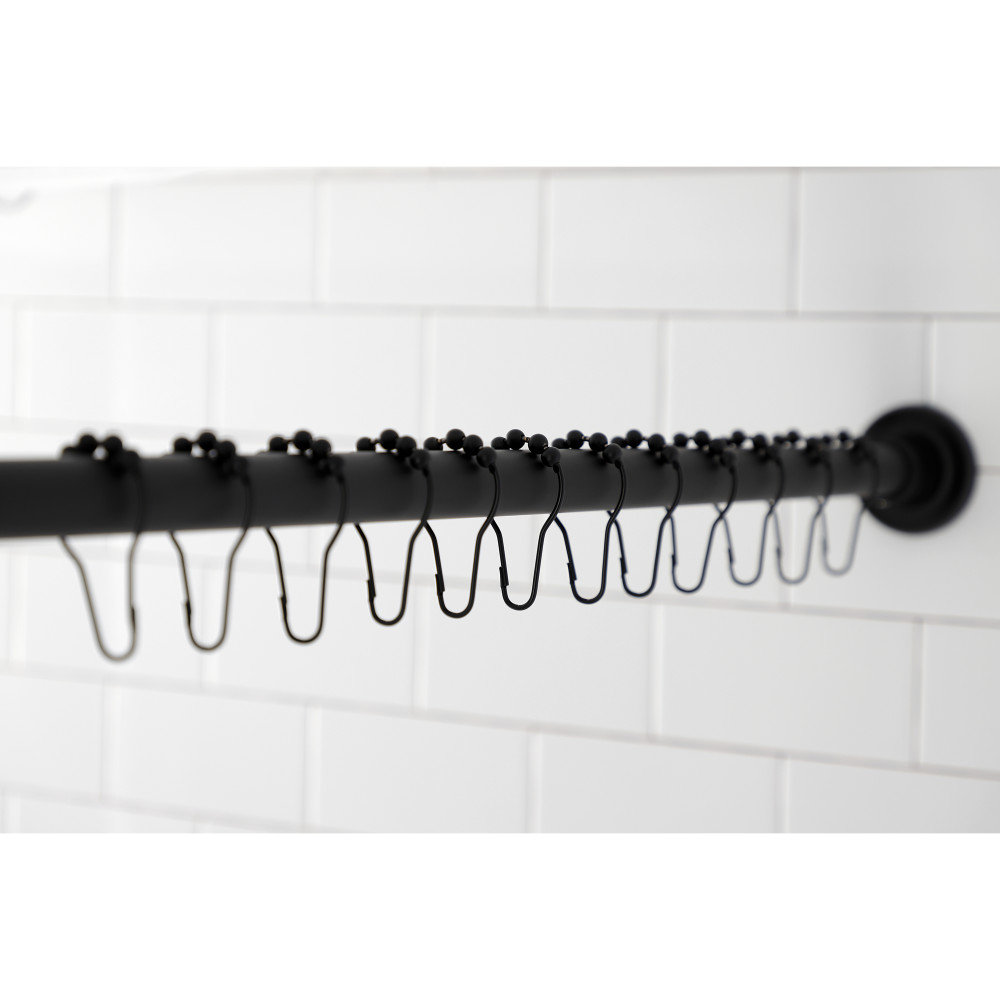 Edenscape Adjustable Shower Curtain Rod with Rings, Matte Black
