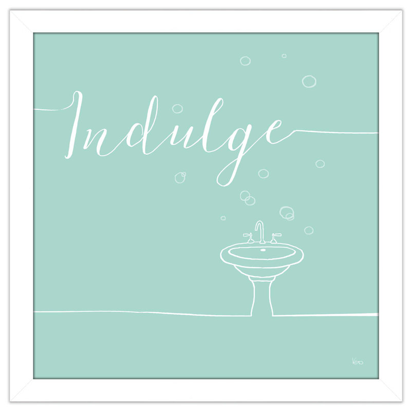 «Underline Bath VII Teal», art textuel, H 31,5 po x l 31,5 po x P 1 po, Cadre blanc