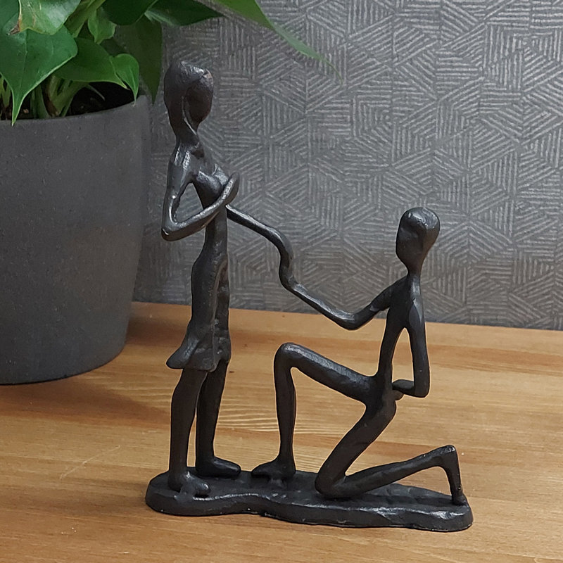 MARRIAGE PROPOSAL Iron Figurine 17cm, Mocha