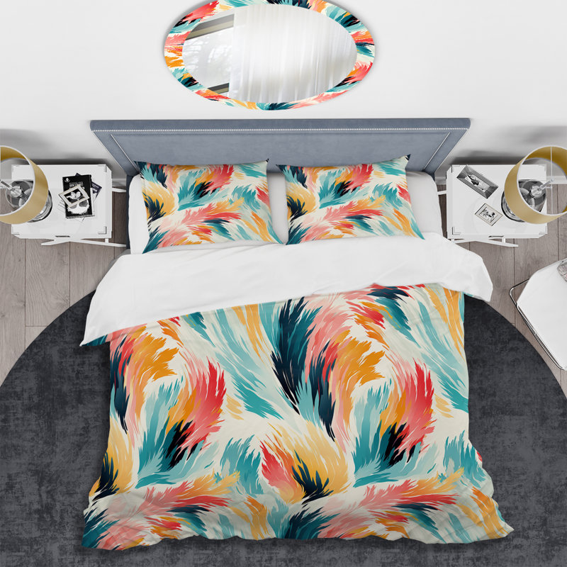 Colorful Ikat Artistry Swirl Mirage II - Ensemble de housse de couette Ikat