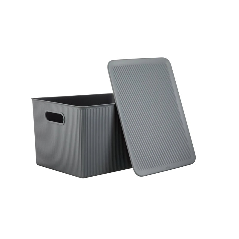 Storage Bin with Matching Lid, Grey