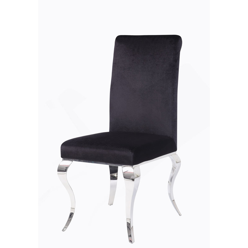 Tissu noir et chaise d'appoint en acier inoxydable (ensemble de 2)