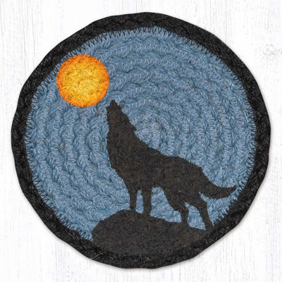  Hand-Stenciled Animal Motif Coaster 7" H Jute