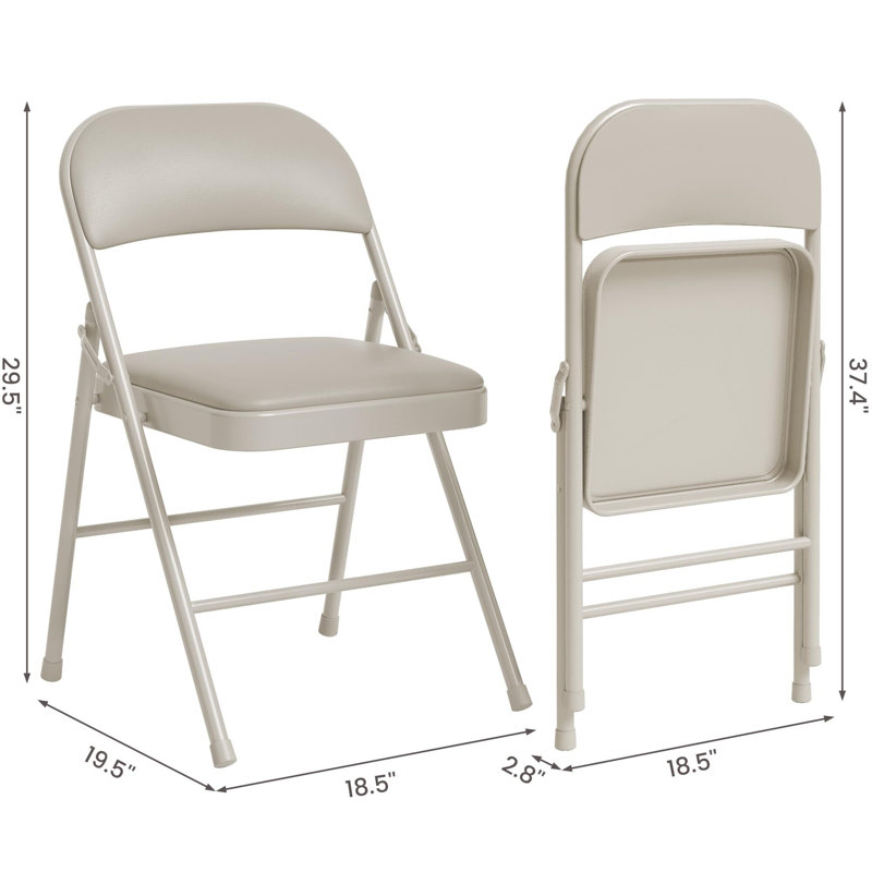 Ensemble de chaises pliantes rembourrées et rembourrées Mencos, Beige