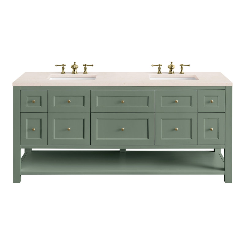Breckenridge 72'' W Double Vanity, Ethereal Noctis, Smokey Celadon, 8" Widespread
